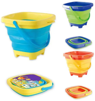 Portable Children Beach Bucket Sand Toy Foldable Collapsible Plastic Pail Multi Purpose Summer Party Playing Storage