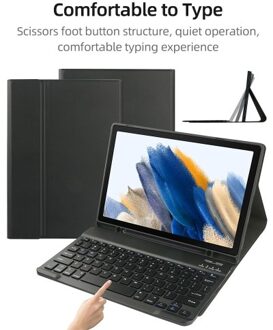 Portable Detachable Tablet Protective Case with BT Keyboard Pen Slot Compatible with Samsung Tab A7 10.4 2020/T500/T505/T507 Black