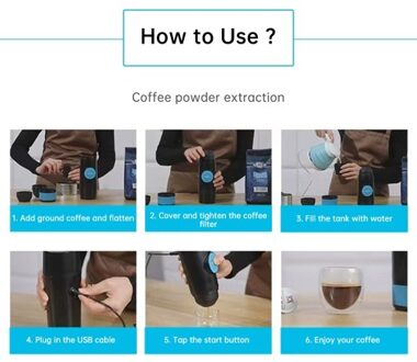 Portable Electric Espresso Coffee Machine Cordless Heating Double Serve Mini Coffee Maker with 2-IN-1 Coffee Powder/Capsule Bin 15Bar Pump Pressure Auto Brew Built-in 2000mAh Battery