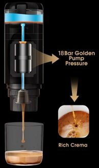 Portable Electric Espresso Coffee Machine Cordless Heating Single Serve Mini Coffee Maker with 2-IN-1 Coffee Powder/Capsule Bin 18Bar Pump Pressure Auto Brew Built-in 2500mAh Battery