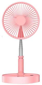 Portable Folding Telescopic Floor/USB Rechargeable Desk Fan With 7200mAh 4 Model Folding Telescopic Mini FanHousehold Merchandis roze nee afgelegen