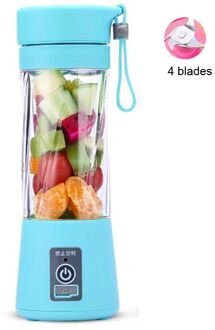 Portable Mini Juicer Cup Enkele Dienen Persoonlijke Grootte Blender Usb Recharge 380Ml Fruit Mengmachine Multifunctionele Sap Maken K Blauw