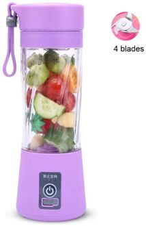Portable Mini Juicer Cup Enkele Dienen Persoonlijke Grootte Blender Usb Recharge 380Ml Fruit Mengmachine Multifunctionele Sap Maken K Paars