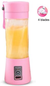 Portable Mini Juicer Cup Enkele Dienen Persoonlijke Grootte Blender Usb Recharge 380Ml Fruit Mengmachine Multifunctionele Sap Maken K Roze