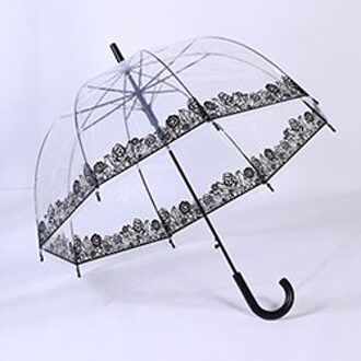 Portable Mooie Romantische Huis, Rose en Bladeren Opvouwbare Regent Clear Transparante Paraplu * 2 roos