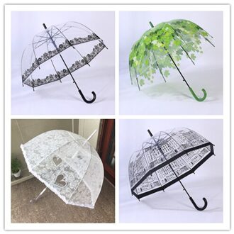 Portable Mooie Romantische Huis, Rose en Bladeren Opvouwbare Regent Clear Transparante Paraplu * 2 willekeurig delivery