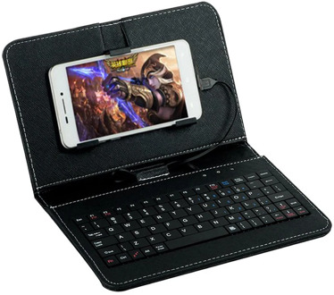 Portable PU Leather Wired Keyboard for Protective Mobile Phone Case with Keyboard for Redmi Huawei Smartphone Samsung Cover