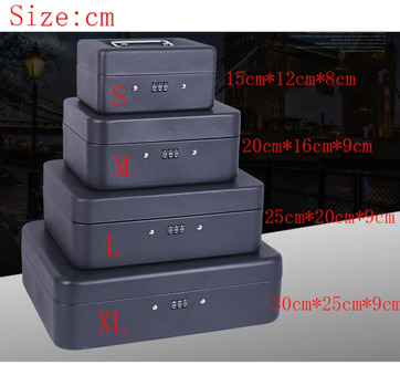 Portable Security Safe Box Money Jewelry Storage Collection Box Home School Office Compartment Tray Password Lock Box L 4 Colors