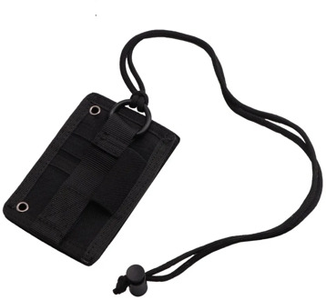 Portable Size Tactical ID Card Holder Hook Loop Patch Badge Holder Neck Lanyard Key Ring Credit Card Organizer Outdoor Bag