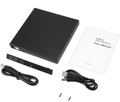 Portable USB 2.0 DVD CD DVD-Rom IDE External Case Slim for Laptop Notebook Black External Hard Drive Disk Enclosure