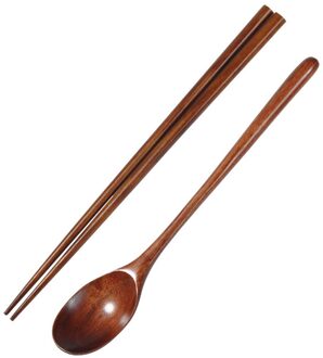 Portable Wooden Cutlery Sets Wooden Chopsticks And Spoons Travel Suit for kitchen bar