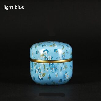 Portabletea Set Reizen Huishoudelijke Verzegelde Kan Thee Thee Jar Container Chinese Stijl Multifunctionele Metalen Thee Doos Met Deksel licht blauw