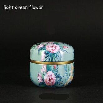 Portabletea Set Reizen Huishoudelijke Verzegelde Kan Thee Thee Jar Container Chinese Stijl Multifunctionele Metalen Thee Doos Met Deksel licht groen bloem