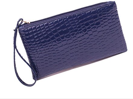 Portefeuilles Vrouwen Krokodil Lederen Clutch Handtas Tas Portemonnee Portemonnee Kleine Lederen Vrouwen Portefeuilles Rits Portemonnees Portemonnees #4 Blauw