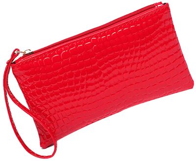 Portefeuilles Vrouwen Krokodil Lederen Clutch Handtas Tas Portemonnee Portemonnee Kleine Lederen Vrouwen Portefeuilles Rits Portemonnees Portemonnees #4 Rood