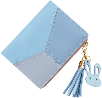 Portemonnee Korte Vrouwen Portefeuilles Zipper Purse Patchwork Panelled Change Bag Trendy Portemonnees Kaarthouder # YL5 Blauw