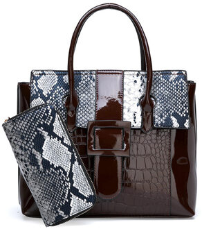 PORTEMONNEE VOOR GRATIS Gloednieuwe Mode Krokodil patroon Vrouwen Schoudertassen Handtas PU Leer Vrouwelijke Tas Dames Handtassen sac koffie