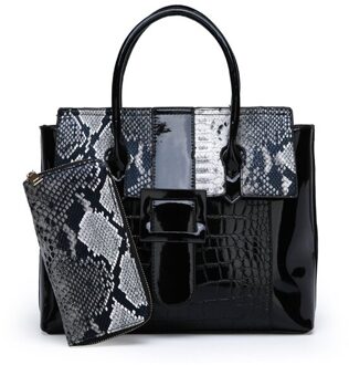 PORTEMONNEE VOOR GRATIS Gloednieuwe Mode Krokodil patroon Vrouwen Schoudertassen Handtas PU Leer Vrouwelijke Tas Dames Handtassen sac zwart