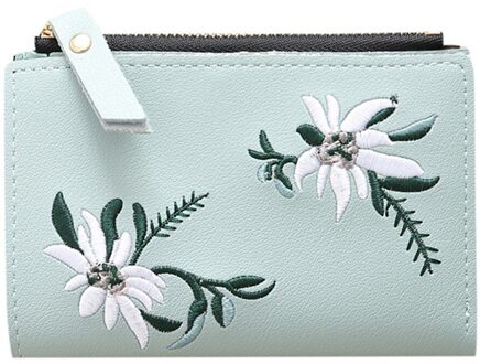 Portemonnee Voor Vrouwen Outdoor Trend Effen Kleur Bloem Omzoomd Lederen Card Wallet Carteira Mulher Кошелек Женский # # p30 Blauw
