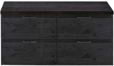 Porto Badmeubelset 120 cm - 4 Laden Black Oak - Wastafelbovenblad Black Oak