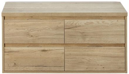 Porto Badmeubelset 120 cm - 4 Laden Natuur Eiken - Wastafelbovenblad Natuur Eiken