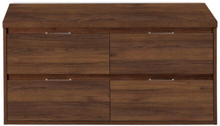 Porto Badmeubelset 120 cm - 4 Laden Walnoot - Wastafelbovenblad Walnoot