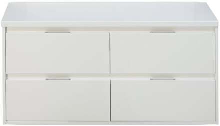 Porto Badmeubelset 120 cm - 4 Laden Wit Hoogglans - Wastafelbovenblad Wit Hoogglans