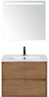 Porto Badmeubelset 70 cm - Honey - Keramische Wastafel Wit Slim met Sence Spiegel