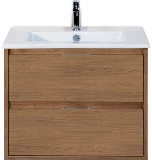 Porto Badmeubelset 70 cm - Honey - Keramische Wastafel Wit Slim