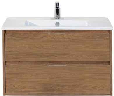 Porto Badmeubelset 90 cm - Honey - Keramische Wastafel Wit Slim