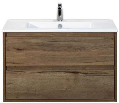 Porto Badmeubelset 90 cm - Tabacco - Keramische Wastafel Wit Slim