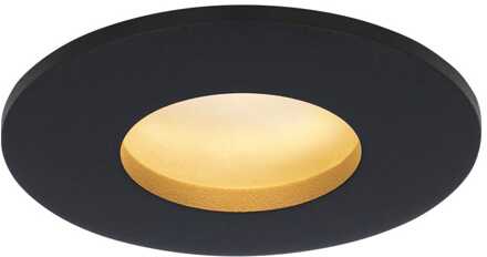 Porto - LED platte inbouwspots met lage inbouwdiepte 60mm - 6 Watt 570 Lumen - 2700K Warm wit - GU10 LED Module - Dimbaar - Rond - IP44 voor badkamer, buiten en binnen - Zwart