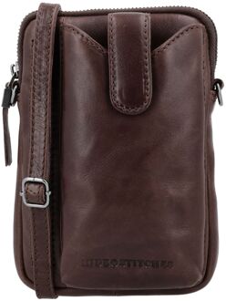 Porto Telefoontasje donkerbruin damestas - H 19 x B 13 x D 2 cm