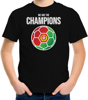 Portugal EK/ WK supporter t-shirt - we are the champions met Portugese voetbal - zwart - kinderen - kleding / shirt S (122-128)