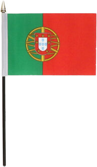 Portugal - mini vlaggetje van 10 x 15 cm op stokje - Landen vlag - H27 cm Multi
