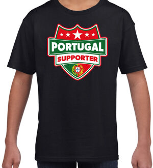 Portugal schild supporter t-shirt zwart voor kinderen M (134-140)