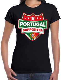 Portugal supporter schild t-shirt zwart voor dames - Portugal landen t-shirt / kleding - EK / WK / Olympische spelen outfit L