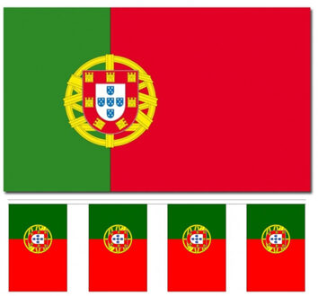 Portugal versiering/feestartikelen set - vlag 90 x 150 cm - vlaggenlijn van 300 cm - landen