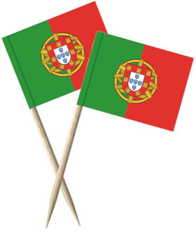 Portugal vlaggetjes mini prikkers - 100x stuks - 8 cm - Landen decoratie - papier - cocktailprikkers