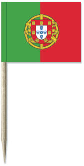 Portugal vlaggetjes mini prikkers - 50x stuks - 8 cm - Landen decoratie - papier - cocktailprikkers Multi