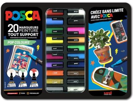 Posca koffer van 20 markers - pop colours