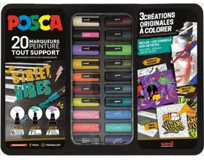 Posca koffer van 20 markers - street vibes