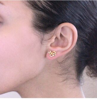 Posie oorbellen - Oostenrijks kristal - maat Wit & Goud