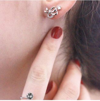 Posie oorbellen - Oostenrijks kristal Wit Zilver