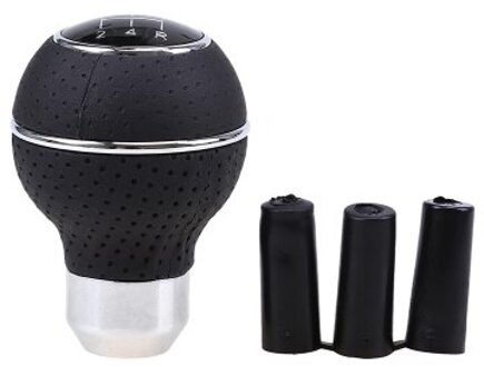 Possbay 5 Speed Auto Pookknop Universele Voertuig Handleiding Pookknop Black Leather Shifter Lever Auto Interieur Accessoires zwart zilver