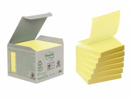 Post-it Memoblok post-it z-note r330-1b recycled 76x76mm Canary yellow 6 stuks
