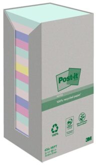 Post-it® Notes, Gerecycleerd, Toren, Regenboog, 76 x 76 mm, 16 Blokken