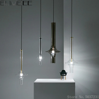 Post-Modern Glass Pendant Lights Italy Light Luxury Long Verticle Restaurant Hanging Light Simple Living Room Bedroom Glass Lamp