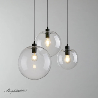 Post Modern Pendant Lamps Clear Glass Kitchen Hanging Lamps Dining Room Light Fixtures Creative Art Deco Loft Pendant Lights LED