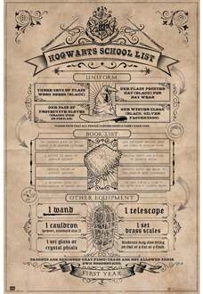 Poster Harry Potter Hogwarts School List 61x91,5cm Divers - 61x91.5 cm